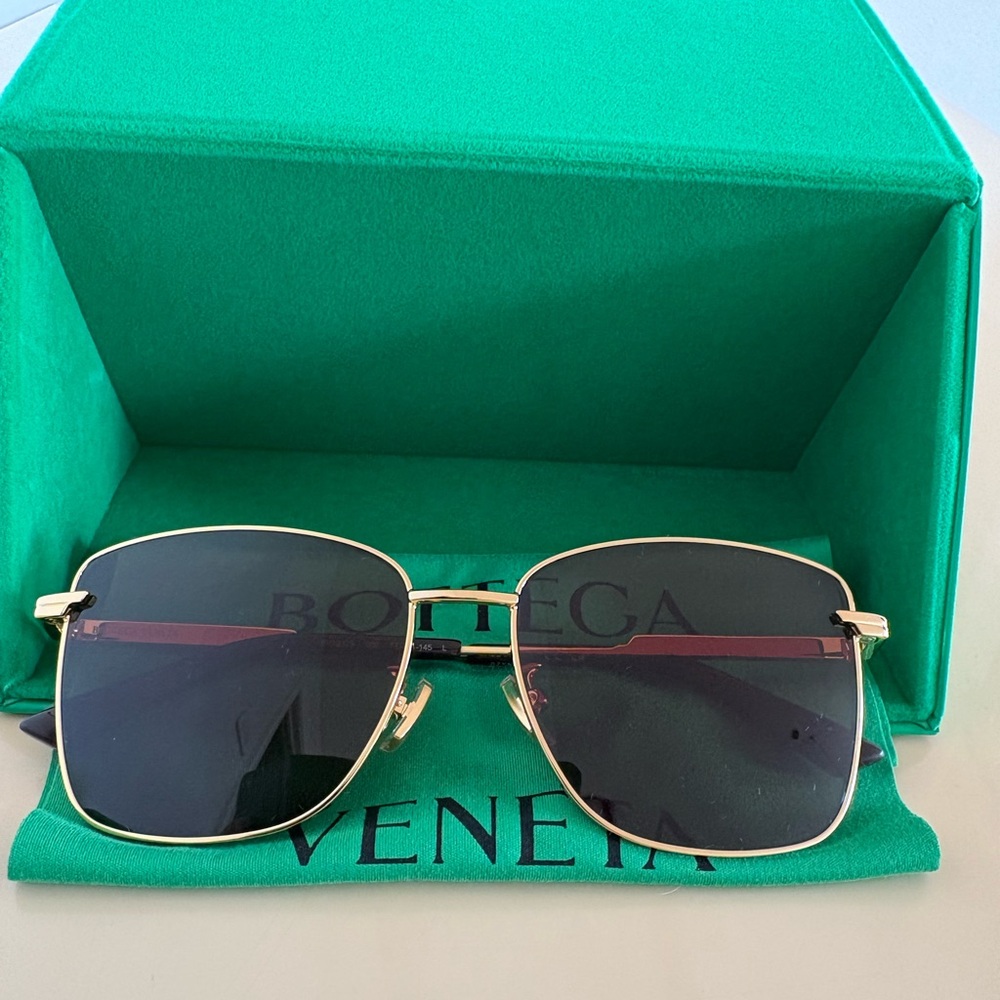 Bottega Veneta Gold Frame Sunglasses with Brown Lenses